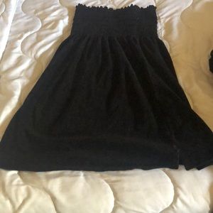 Black strapless mini swimsuit cover up dress